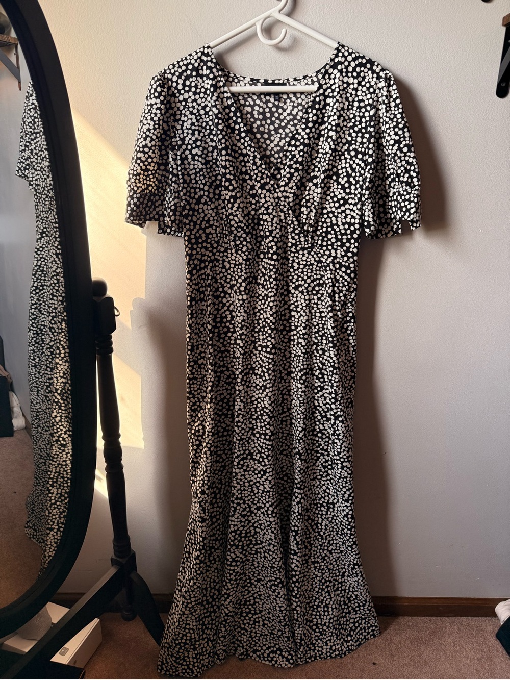 Who What Wear Black and White Polka Dot Midi Dress - Classic Women's Dress